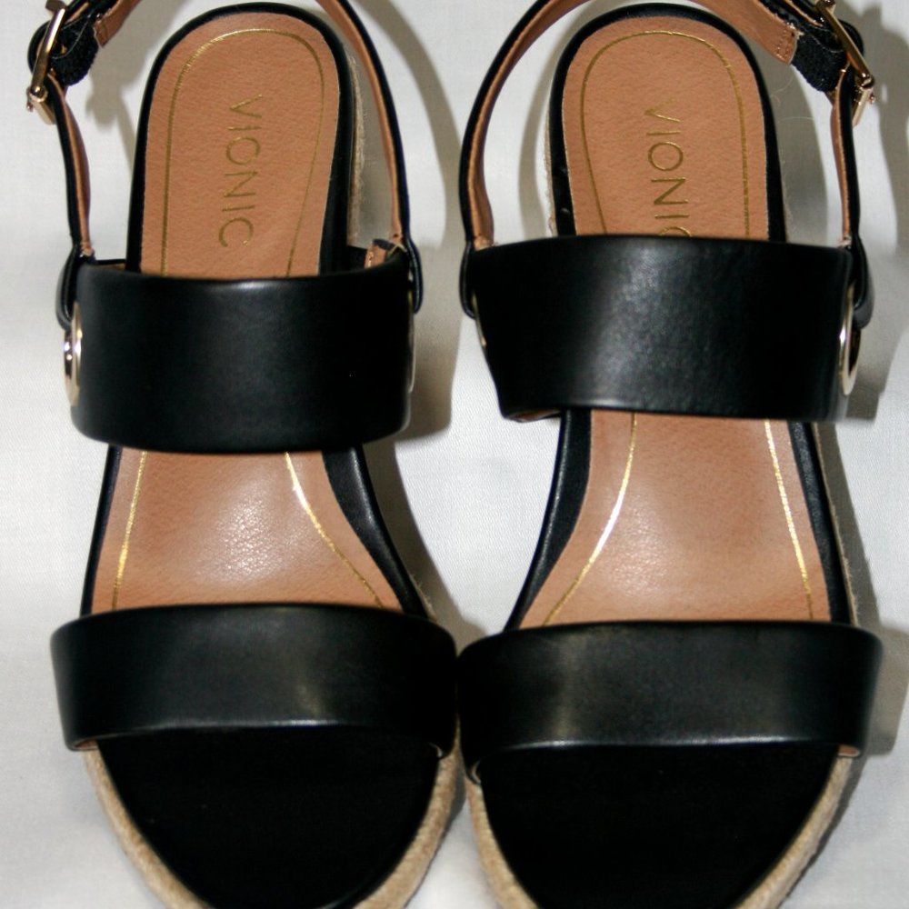 Vionic Black Wedge Sandals - Picture 3 of 8